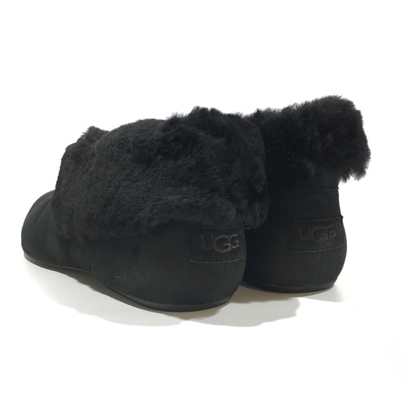 UGG NERINE BOOTIE SLIPPER -BLACK LAMB SUEDE / SHEEPSKIN CUFF WOMEN’S US 10 -NEW - Picture 4 of 9